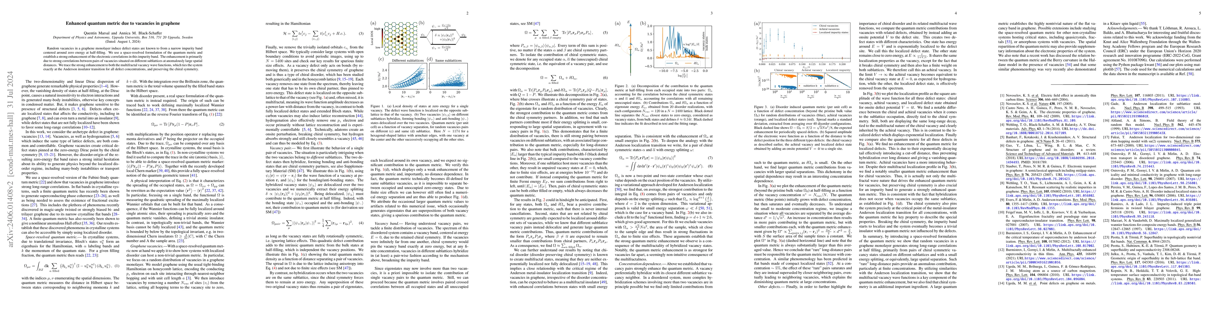 Thumbnail for Enhanced quantum metric due to vacancies in graphene