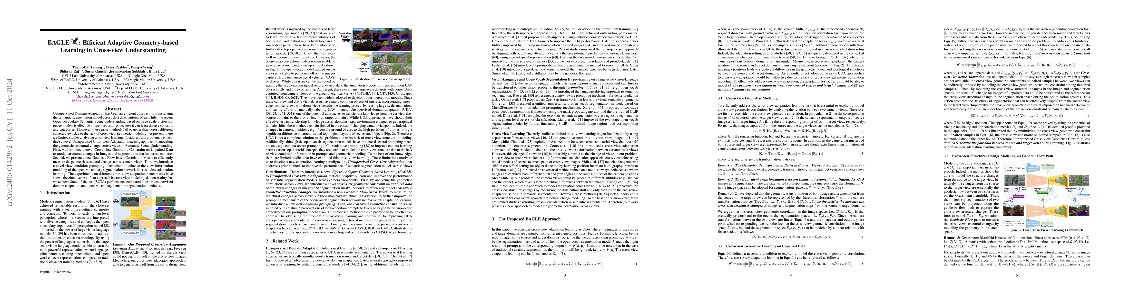 Thumbnail for EAGLE: Efficient Adaptive Geometry-based Learning in Cross-view
  Understanding