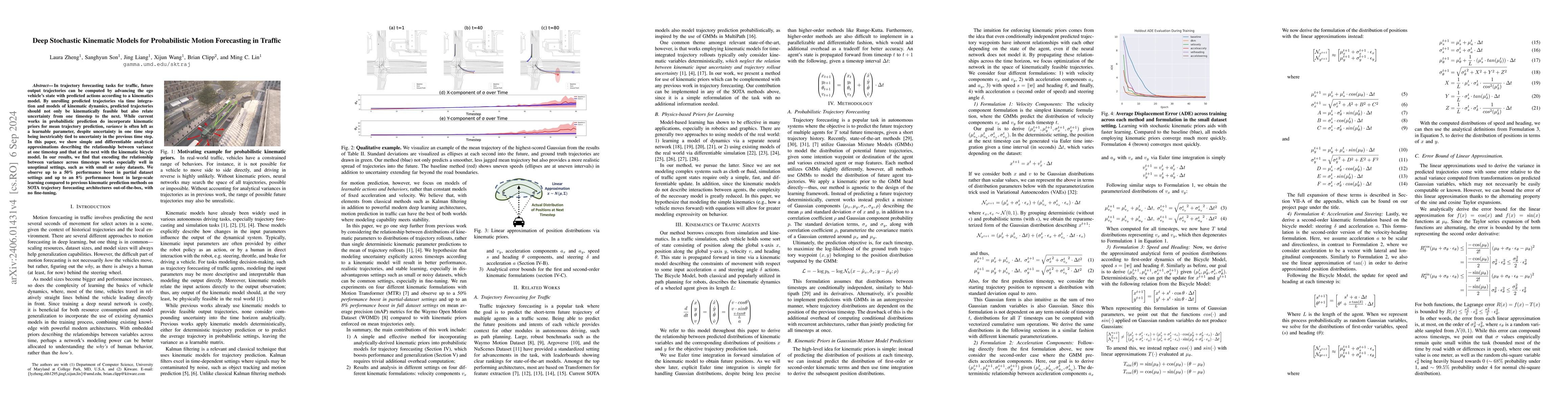 Thumbnail for Deep Stochastic Kinematic Models for Probabilistic Motion Forecasting in
  Traffic
