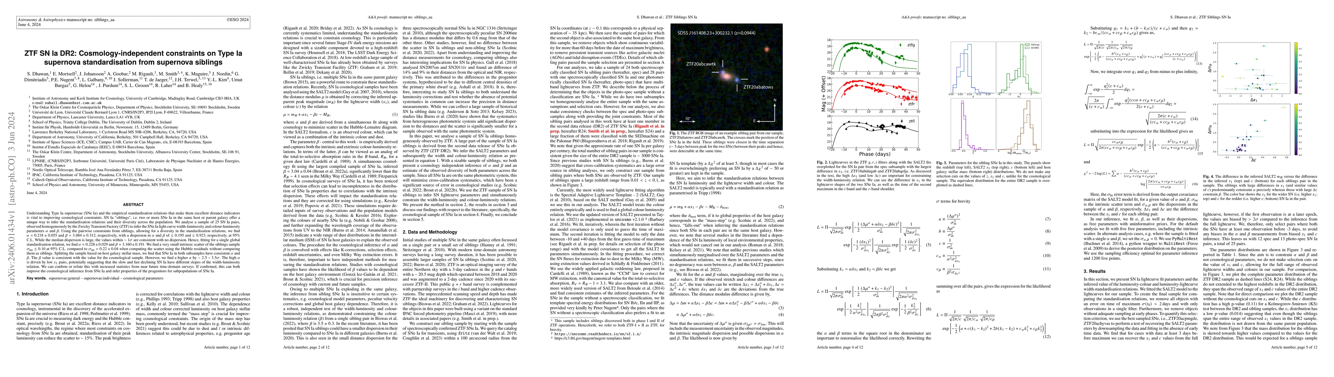Thumbnail for ZTF SN~Ia DR2: Cosmology-independent constraints on Type Ia supernova
  standardisation from supernova siblings