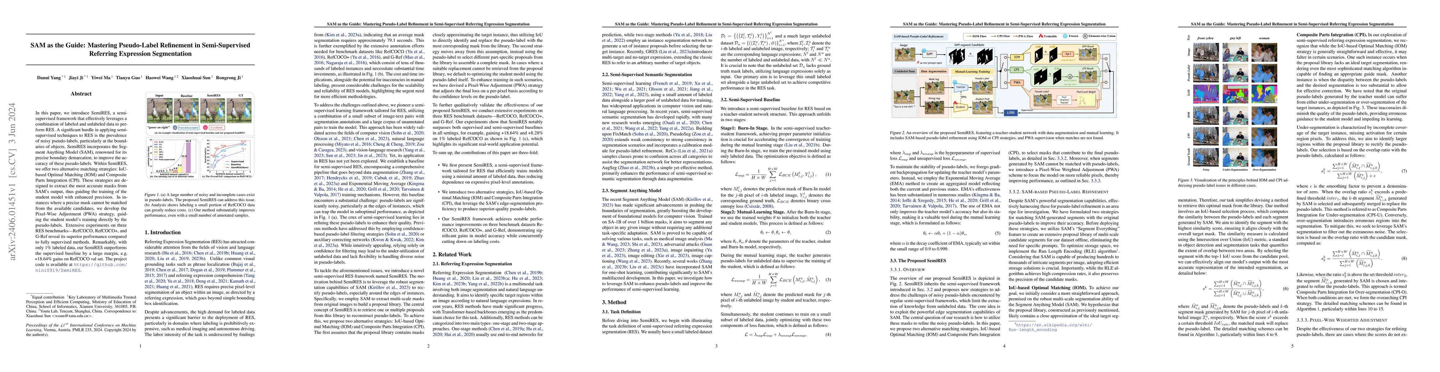 Thumbnail for SAM as the Guide: Mastering Pseudo-Label Refinement in Semi-Supervised
  Referring Expression Segmentation