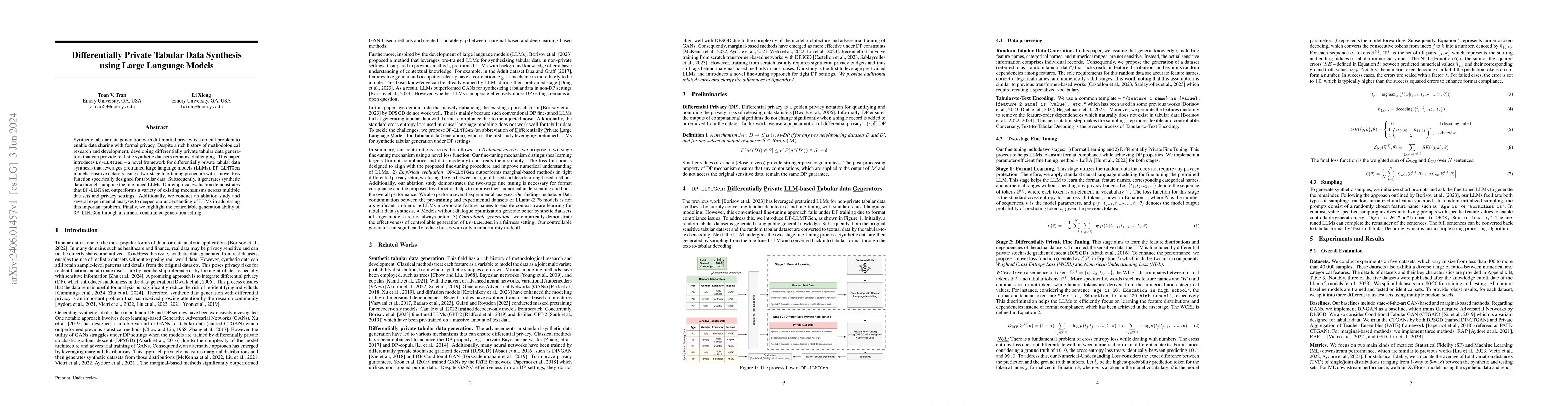 Thumbnail for Differentially Private Tabular Data Synthesis using Large Language
  Models