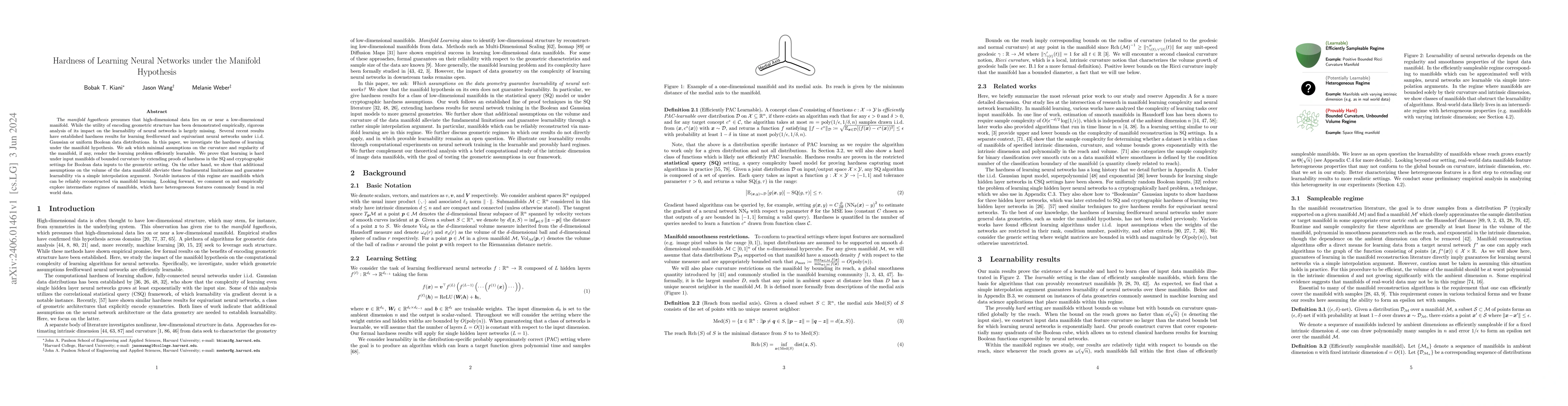 Thumbnail for Hardness of Learning Neural Networks under the Manifold Hypothesis