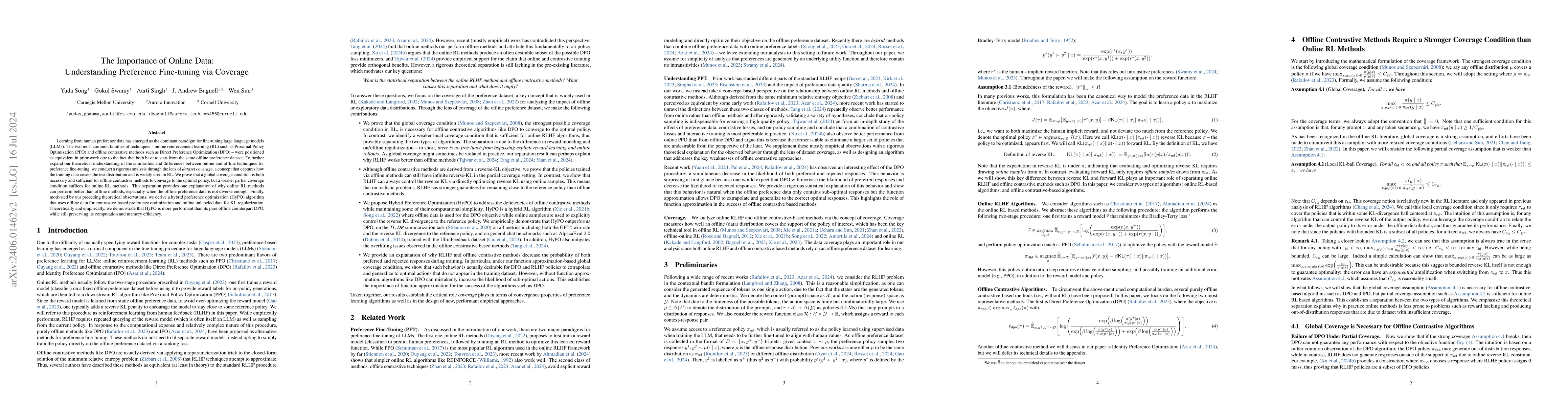 Thumbnail for The Importance of Online Data: Understanding Preference Fine-tuning via
  Coverage