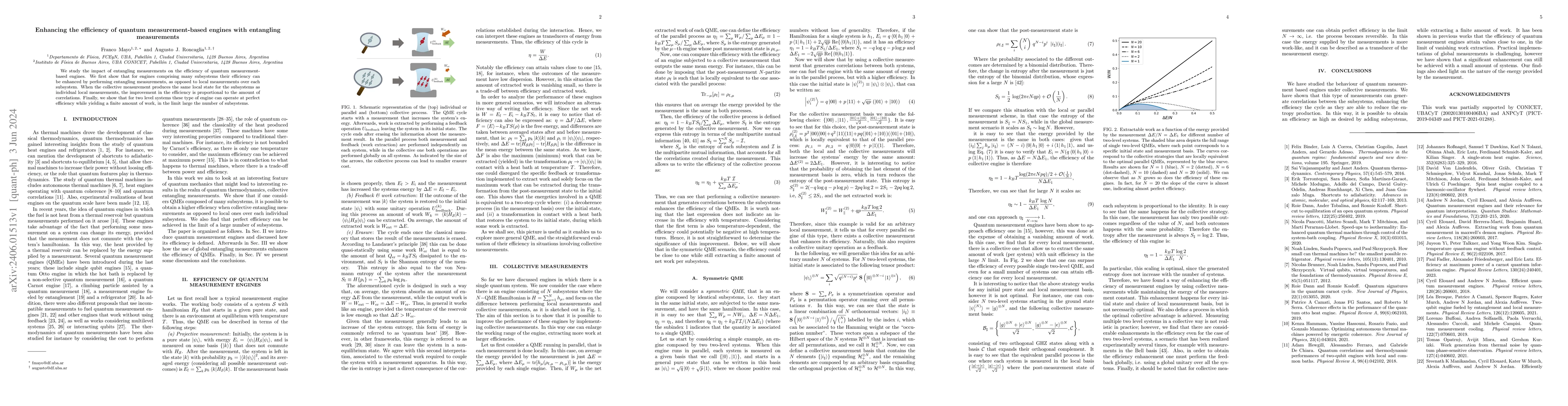 Thumbnail for Enhancing the efficiency of quantum measurement-based engines with
  entangling measurements