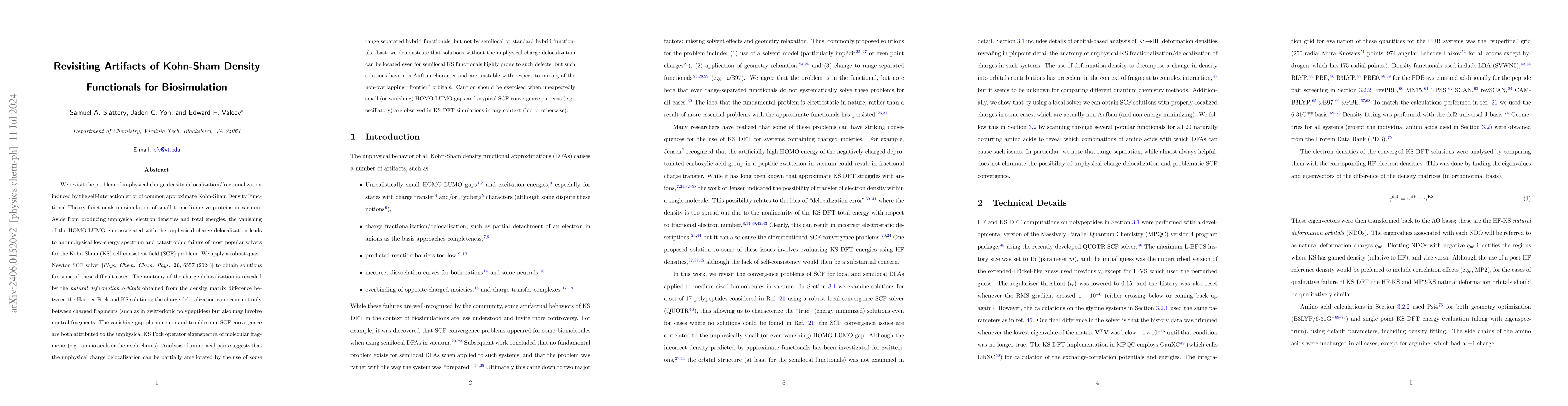 Thumbnail for Revisiting Artifacts of Kohn-Sham Density Functionals for Biosimulation