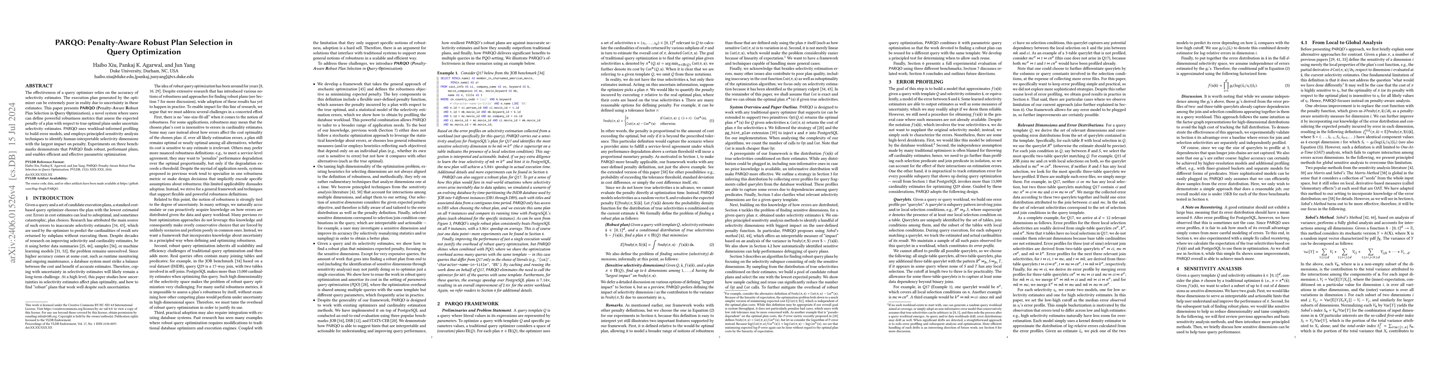Thumbnail for PARQO: Penalty-Aware Robust Plan Selection in Query Optimization