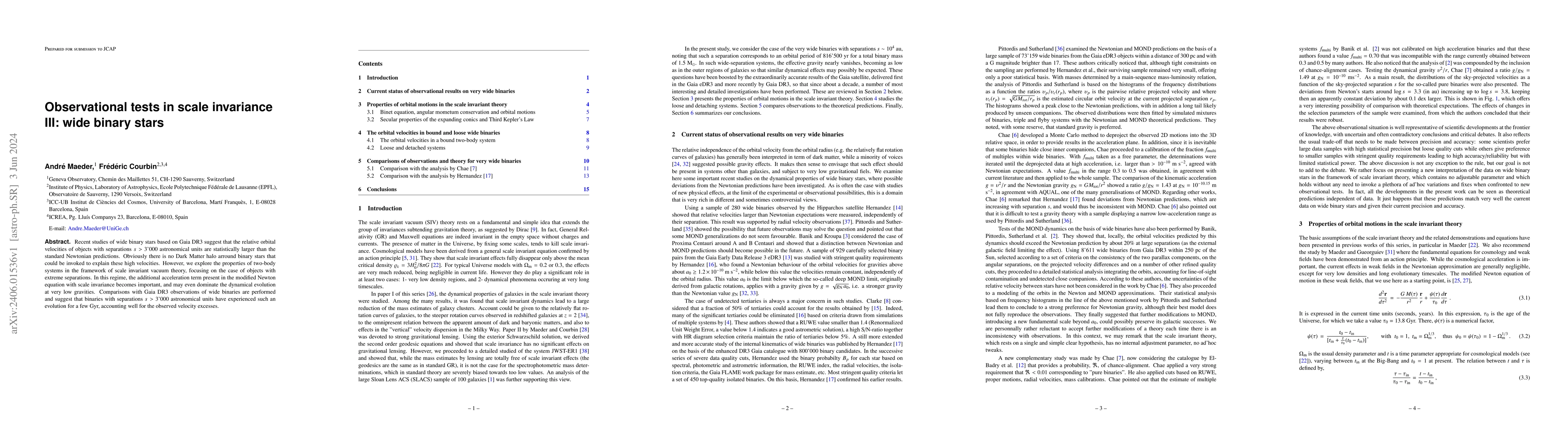 Thumbnail for Observational tests in scale invariance III: wide binary stars