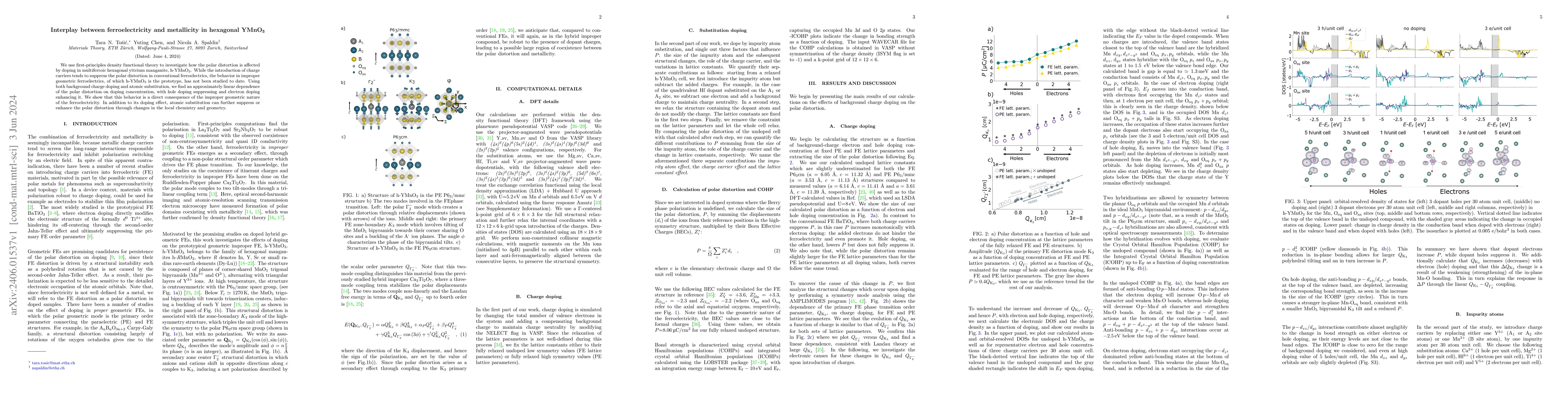 Thumbnail for Interplay between ferroelectricity and metallicity in hexagonal YMnO$_3$