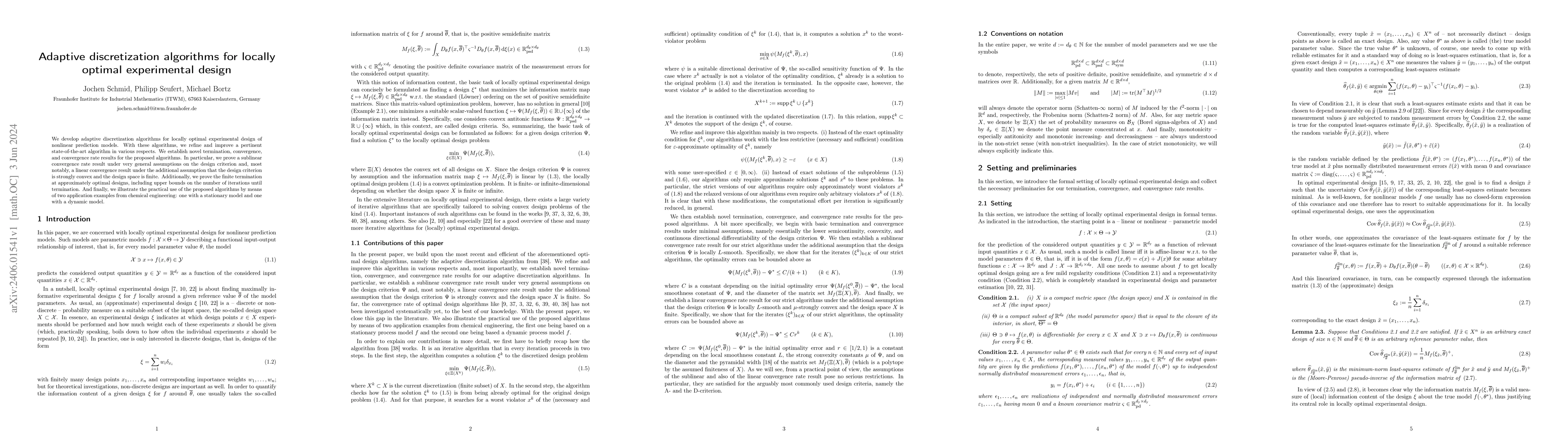 Thumbnail for Adaptive discretization algorithms for locally optimal experimental
  design