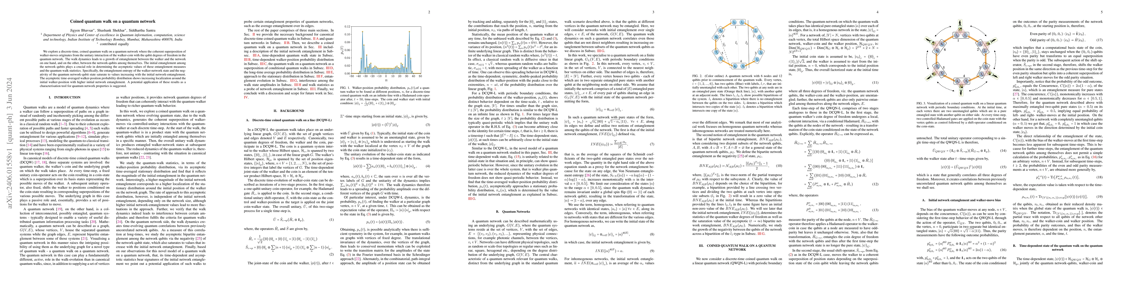 Thumbnail for Coined Quantum Walk on a Quantum Network