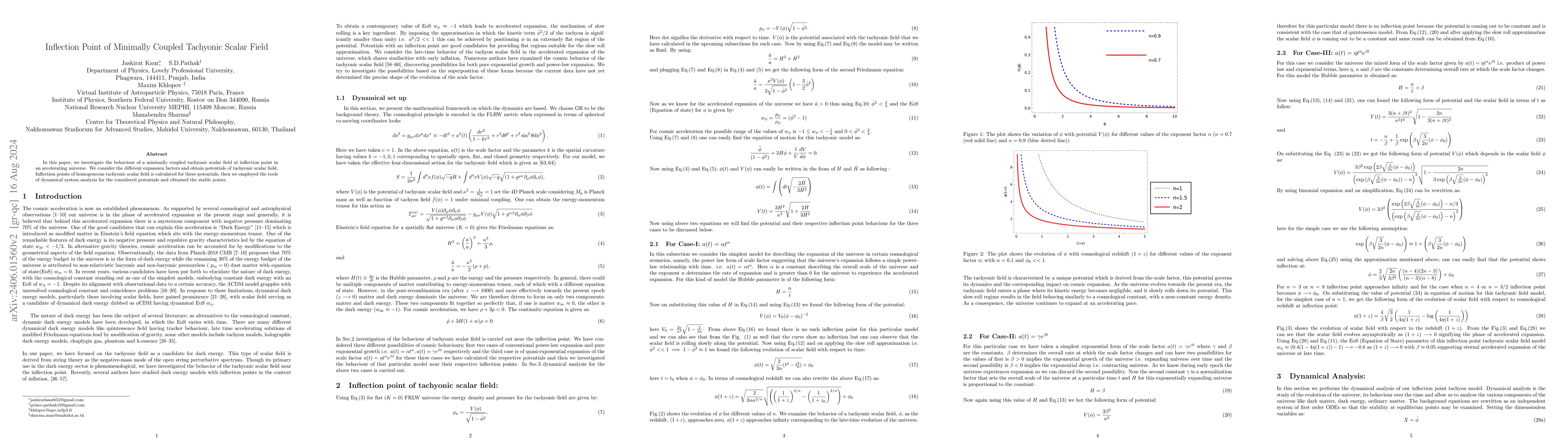 Thumbnail for Inflection Point of Minimally Coupled Tachyonic Scalar Field