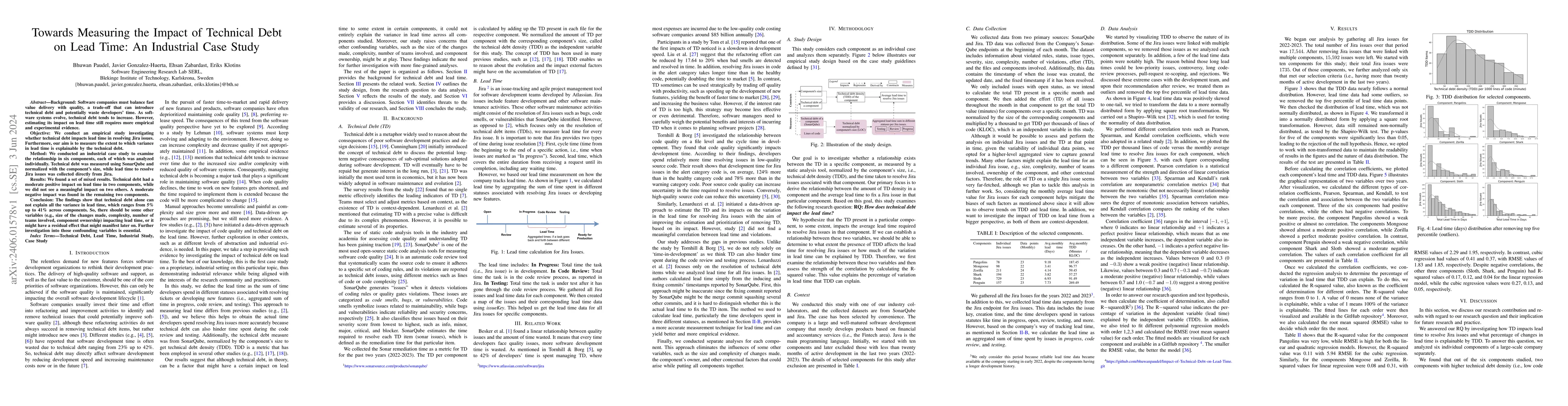 Thumbnail for Towards Measuring the Impact of Technical Debt on Lead Time: An
  Industrial Case Study