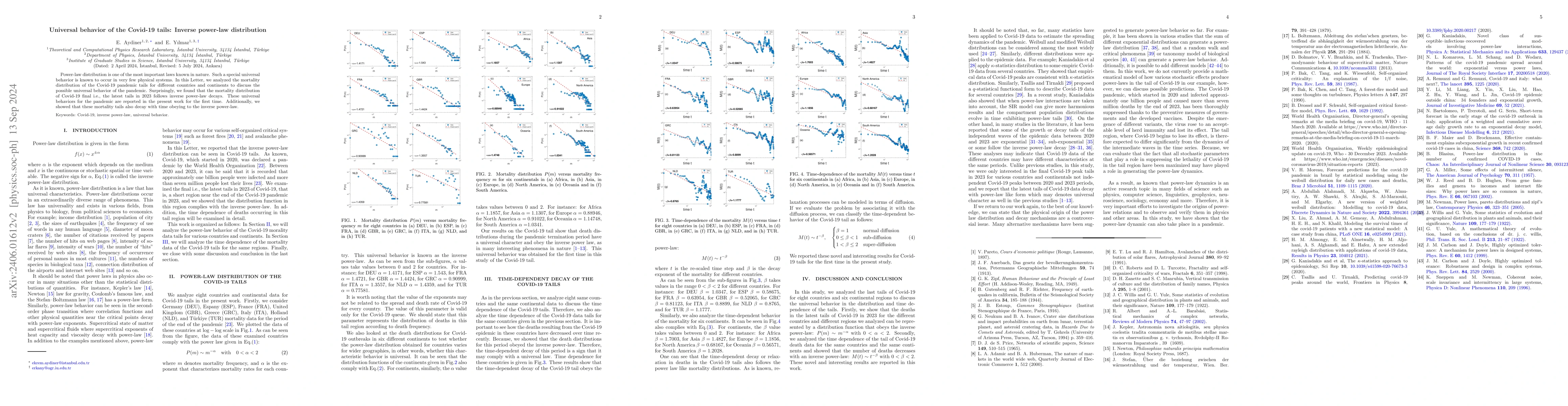 Thumbnail for Universal behavior of the Covid-19 tails: Inverse power-law distribution