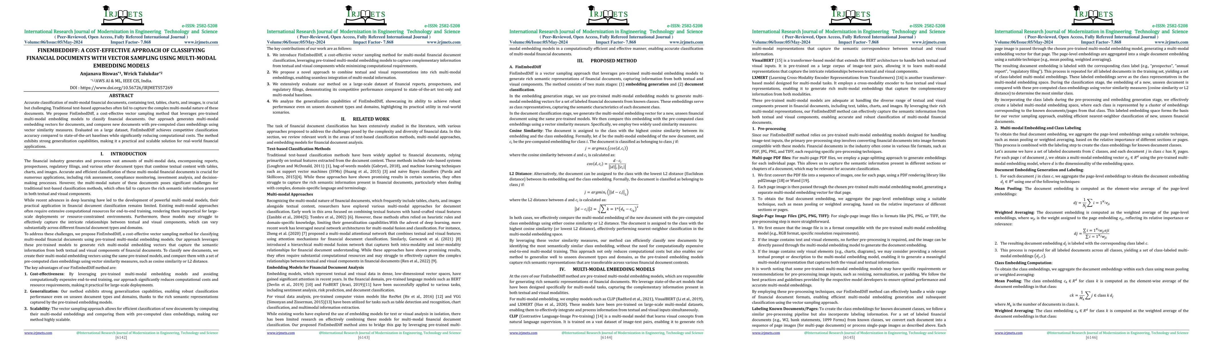 Thumbnail for FinEmbedDiff: A Cost-Effective Approach of Classifying Financial
  Documents with Vector Sampling using Multi-modal Embedding Models