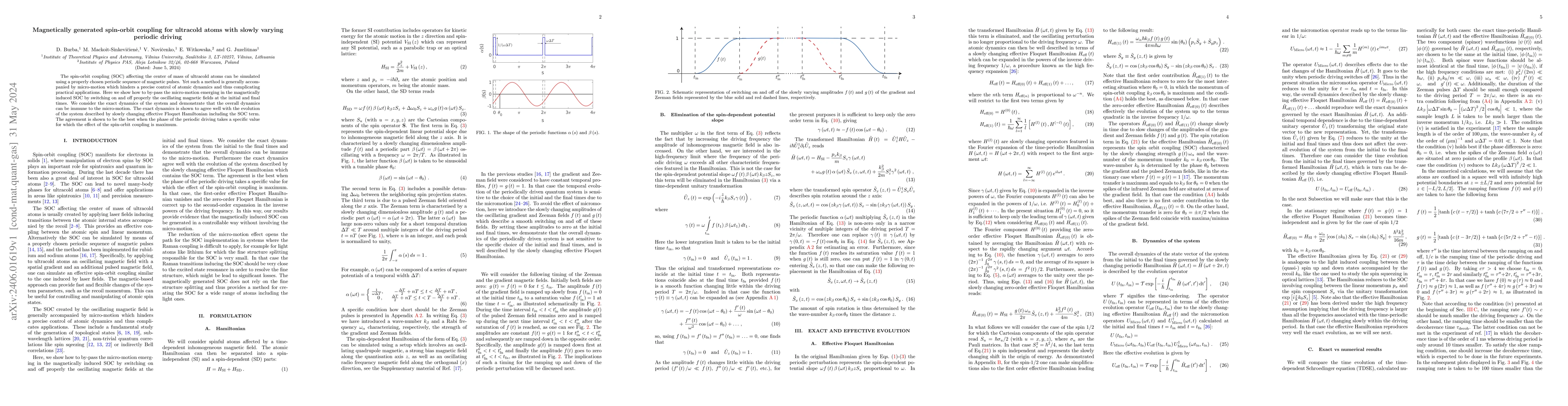 Thumbnail for Magnetically generated spin-orbit coupling for ultracold atoms with
  slowly varying periodic driving