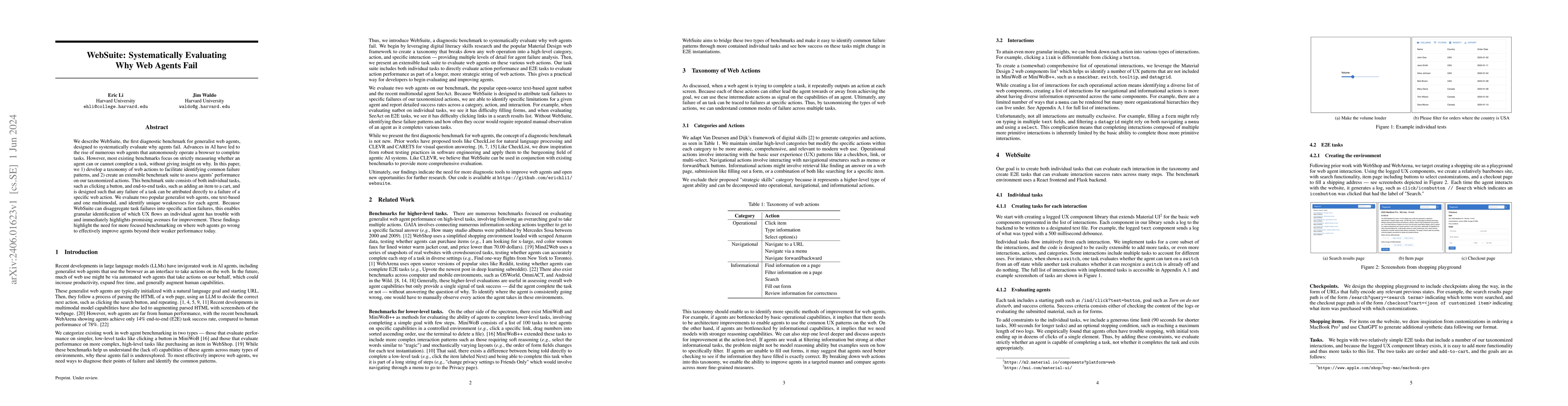 Thumbnail for WebSuite: Systematically Evaluating Why Web Agents Fail