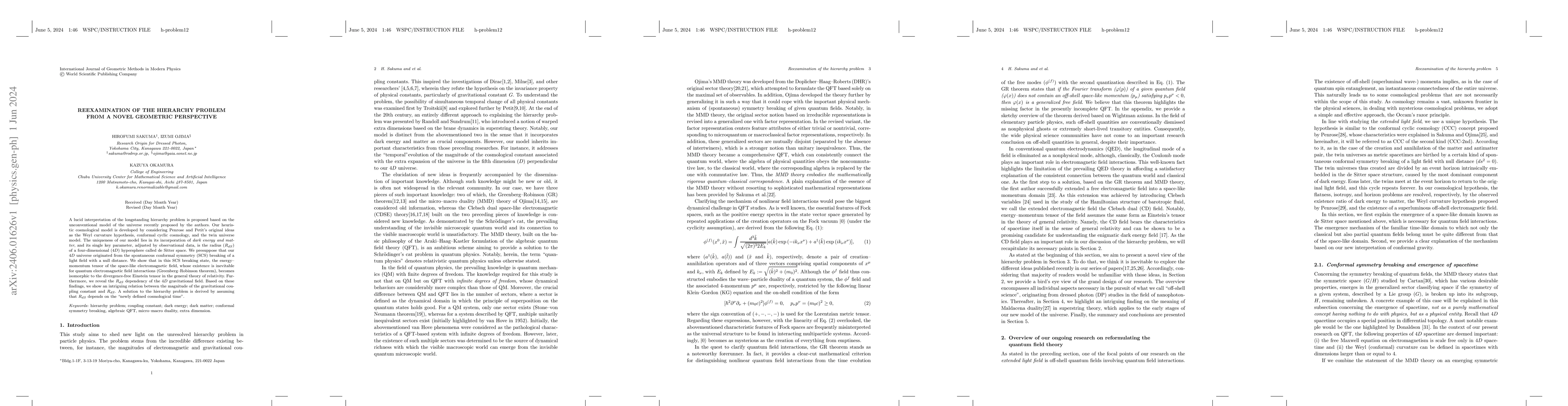 Thumbnail for Reexamination of the hierarchy problem from a novel geometric
  perspective