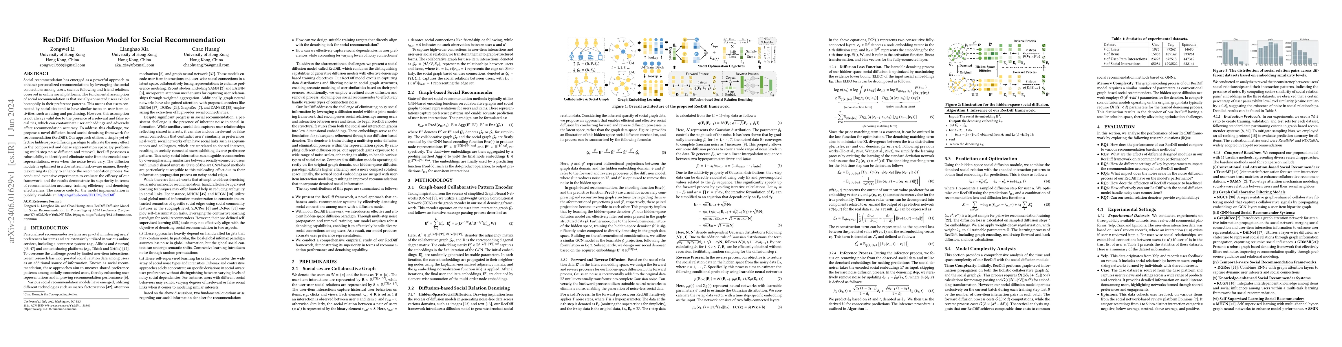 Thumbnail for RecDiff: Diffusion Model for Social Recommendation
