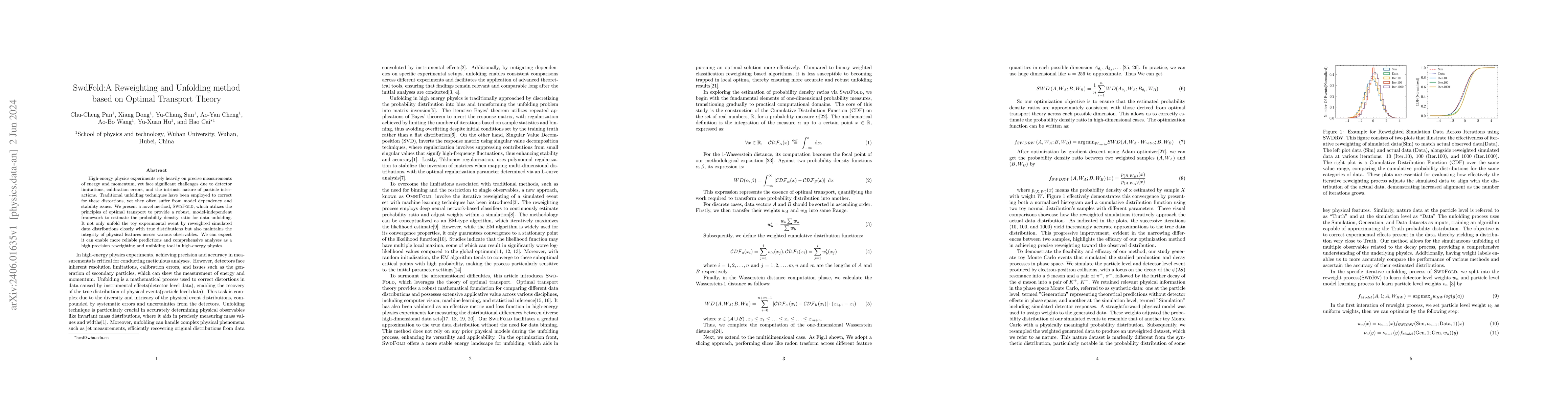 Thumbnail for SwdFold:A Reweighting and Unfolding method based on Optimal Transport
  Theory