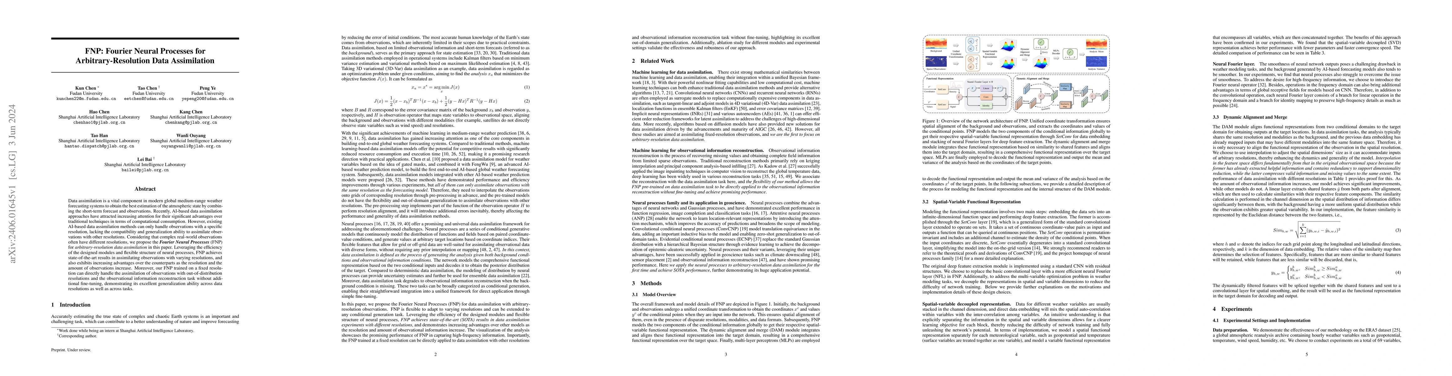 Thumbnail for FNP: Fourier Neural Processes for Arbitrary-Resolution Data Assimilation