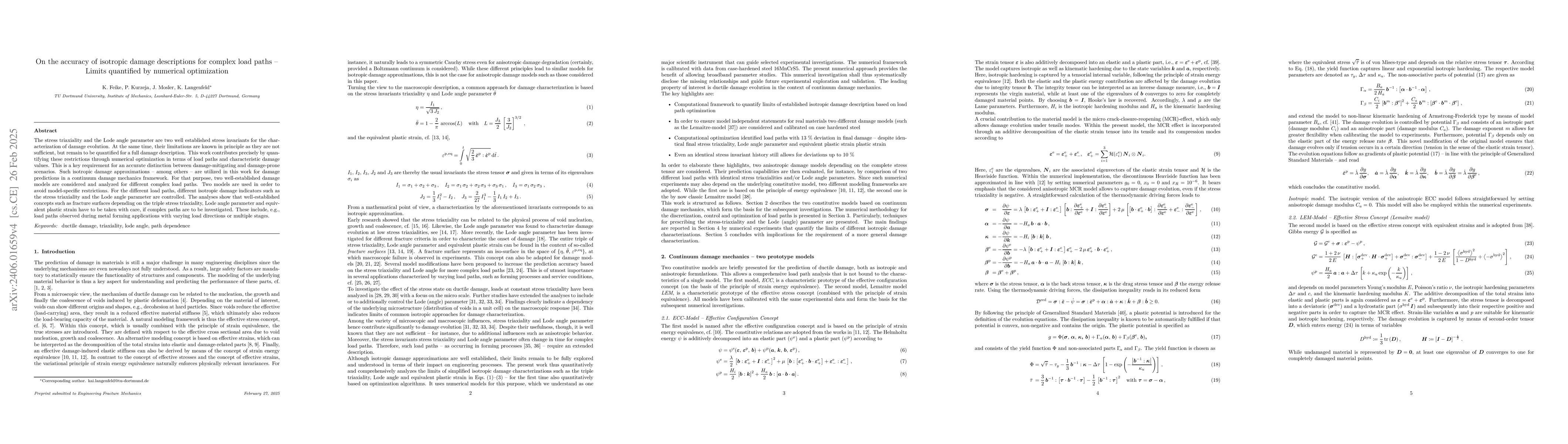 Thumbnail for Limits of isotropic damage models for complex load paths -- beyond
  stress triaxiality and Lode angle parameter