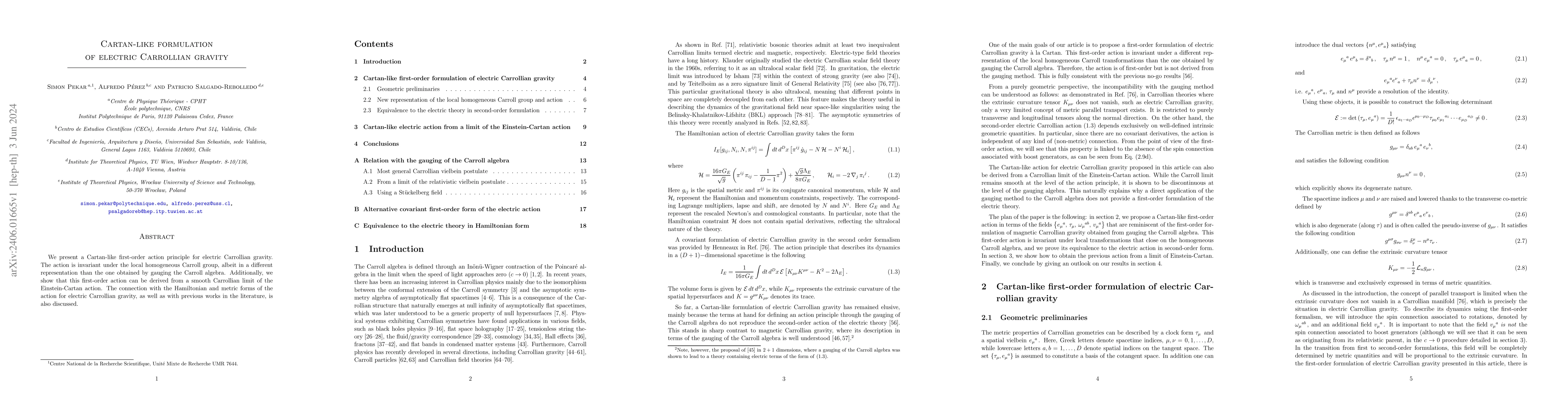 Thumbnail for Cartan-like formulation of electric Carrollian gravity