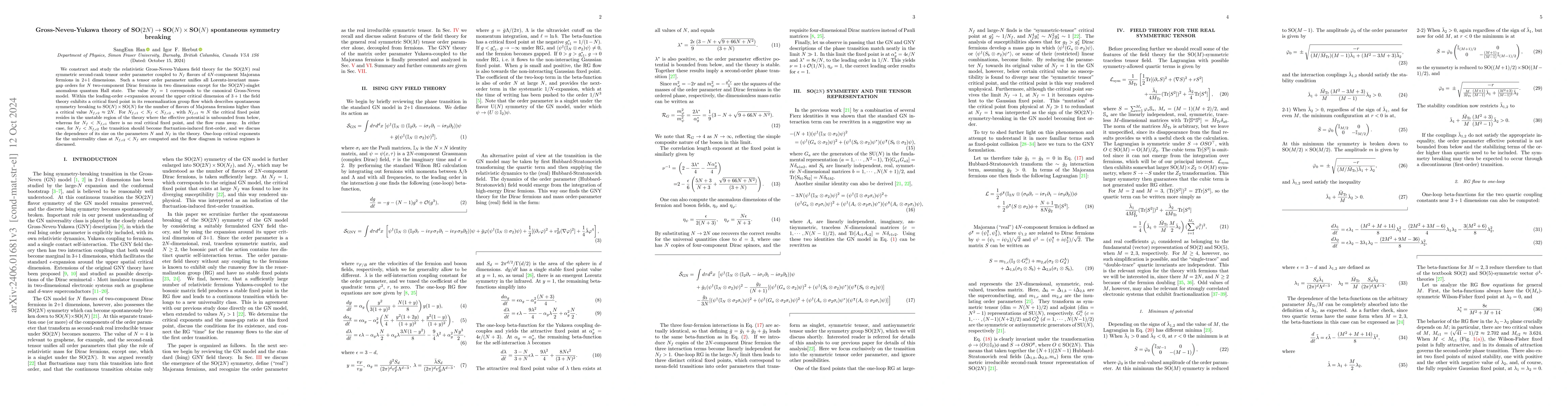 Thumbnail for Gross-Neveu-Yukawa theory of $\text{SO}(2N)\rightarrow \text{SO}(N)
  \times \text{SO}(N)$ spontaneous symmetry breaking