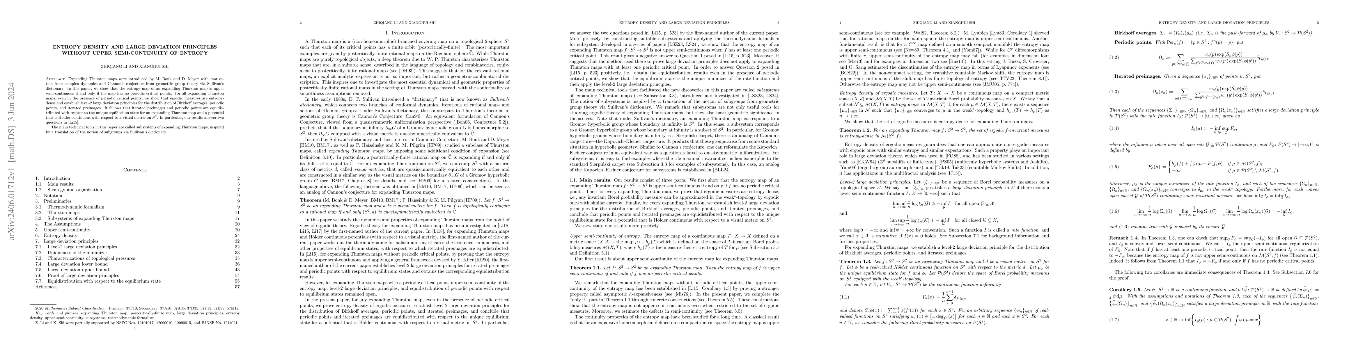 Thumbnail for Entropy density and large deviation principles without upper
  semi-continuity of entropy
