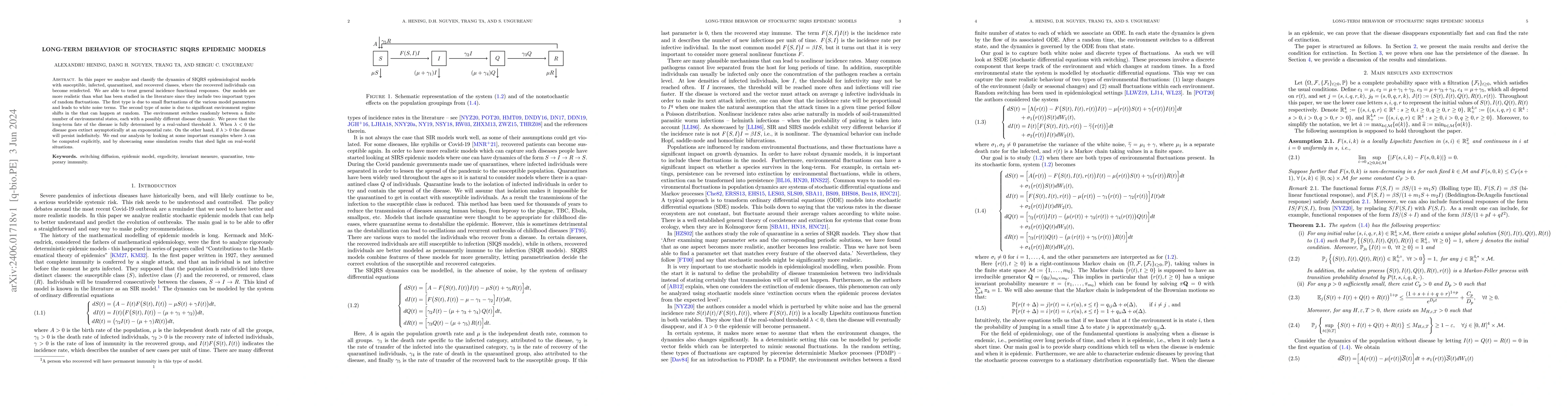 Thumbnail for Long-term behavior of stochastic SIQRS epidemic models