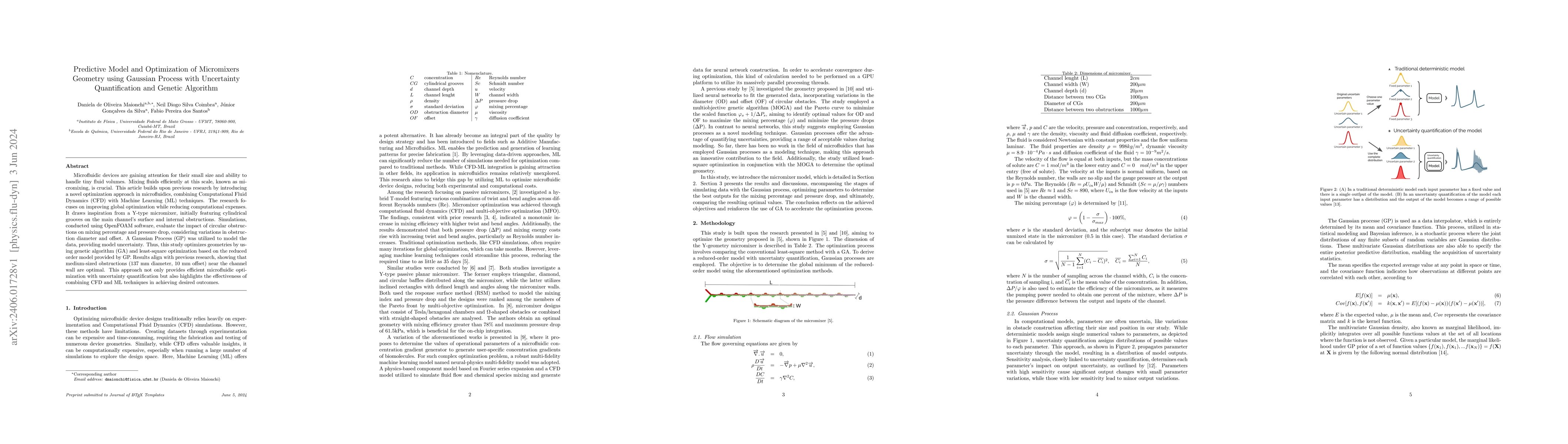 Thumbnail for Predictive Model and Optimization of Micromixers Geometry using Gaussian
  Process with Uncertainty Quantification and Genetic Algorithm