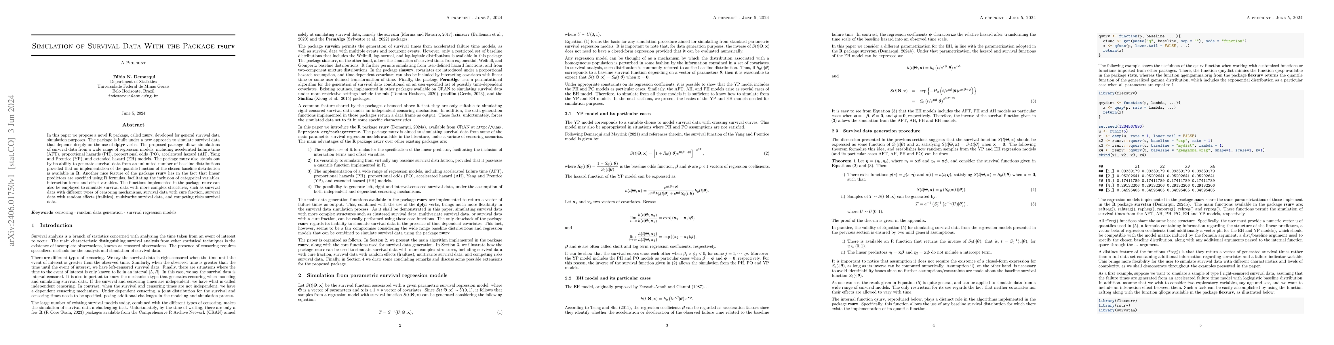 Thumbnail for Survival Data Simulation With the R Package rsurv