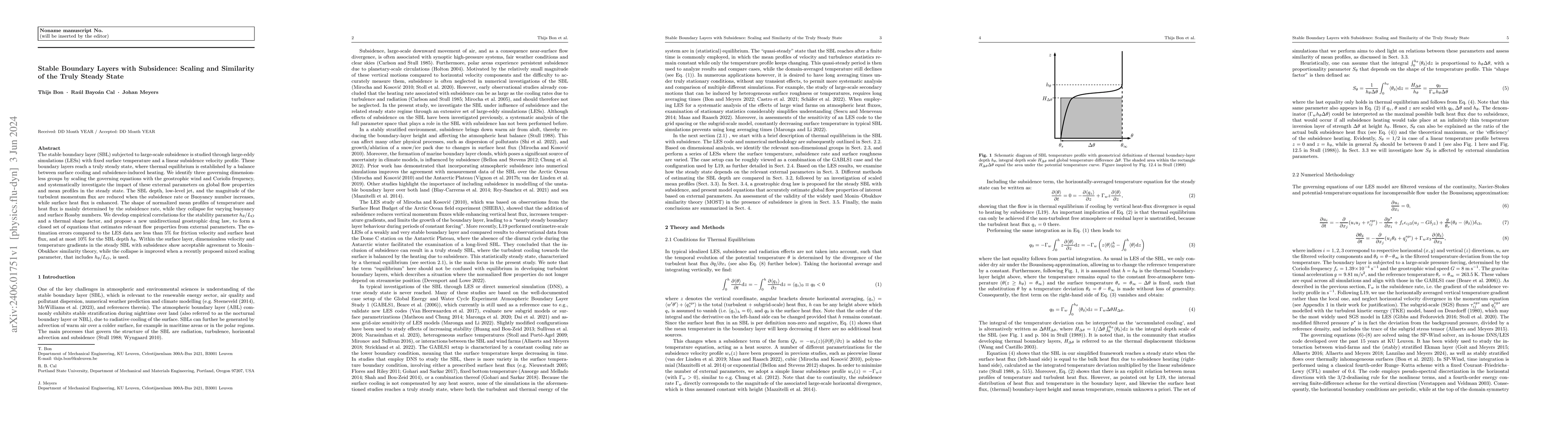 Thumbnail for Stable Boundary Layers with Subsidence: Scaling and Similarity of the
  Truly Steady State