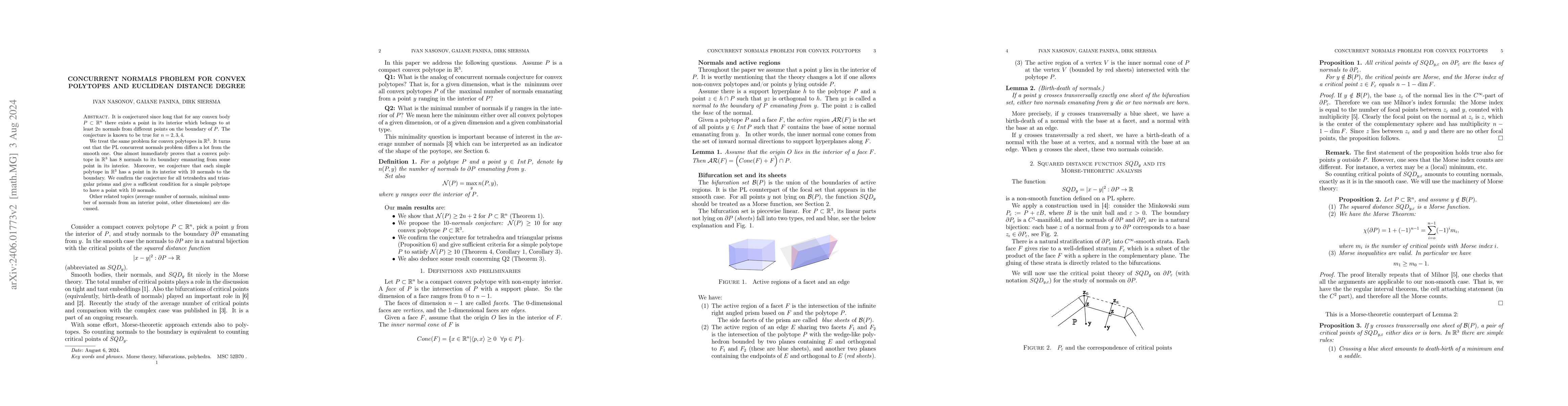 Thumbnail for Concurrent normals problem for convex polytopes and Euclidean distance
  degree