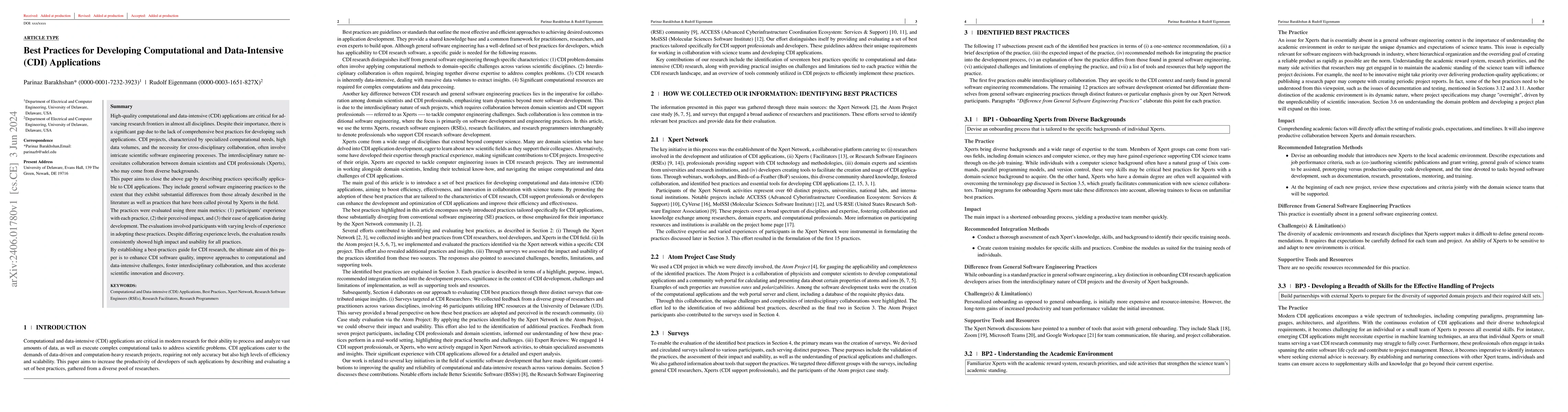 Thumbnail for Best Practices for Developing Computational and Data-Intensive (CDI)
  Applications