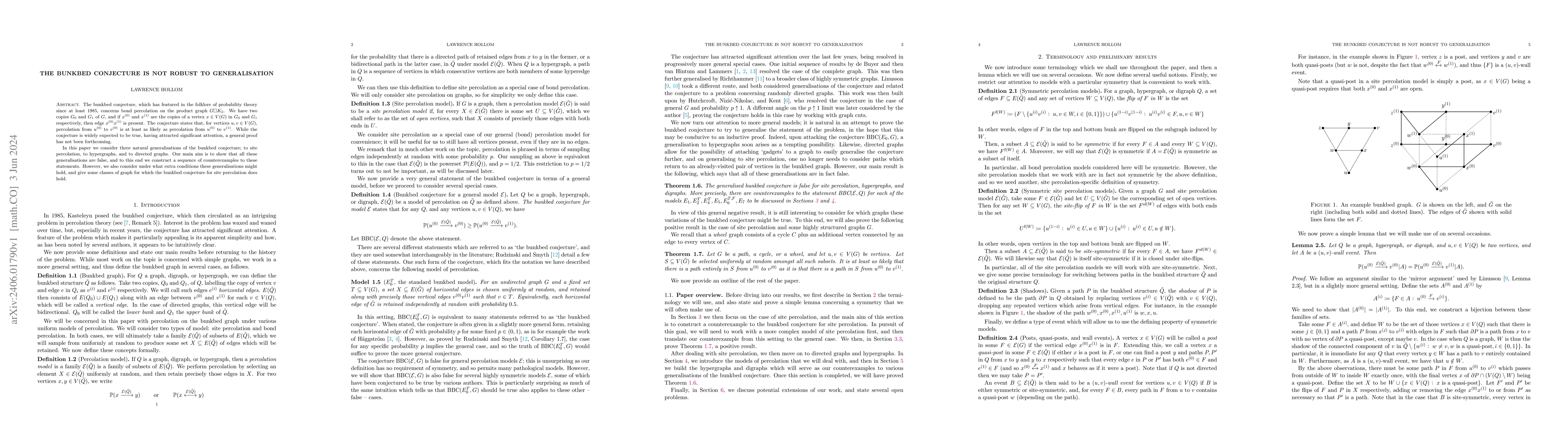 Thumbnail for The bunkbed conjecture is not robust to generalisation