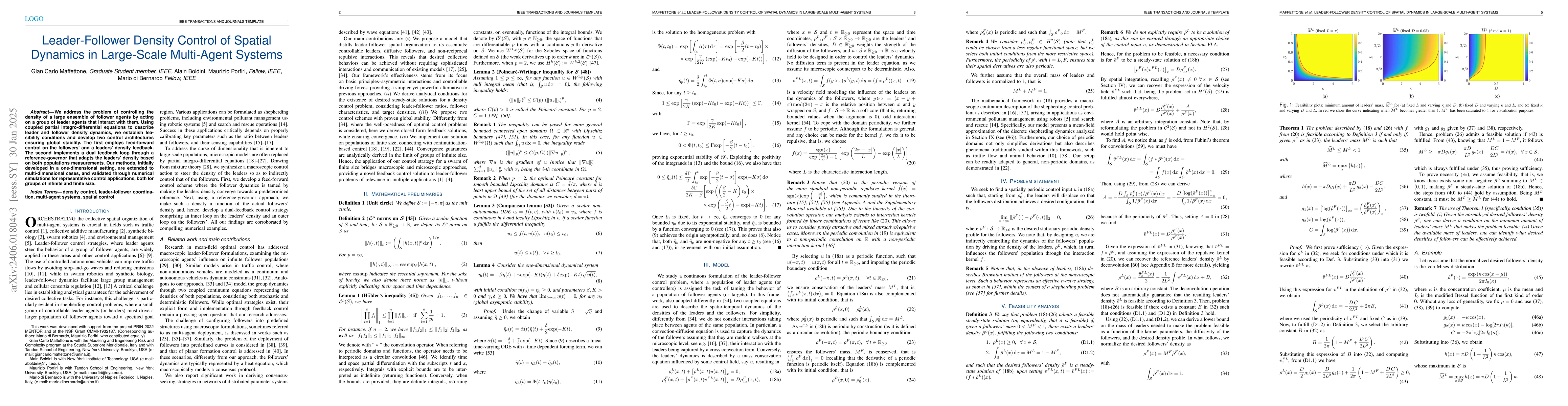 Thumbnail for Leader-Follower Density Control of Spatial Dynamics in Large-Scale
  Multi-Agent Systems