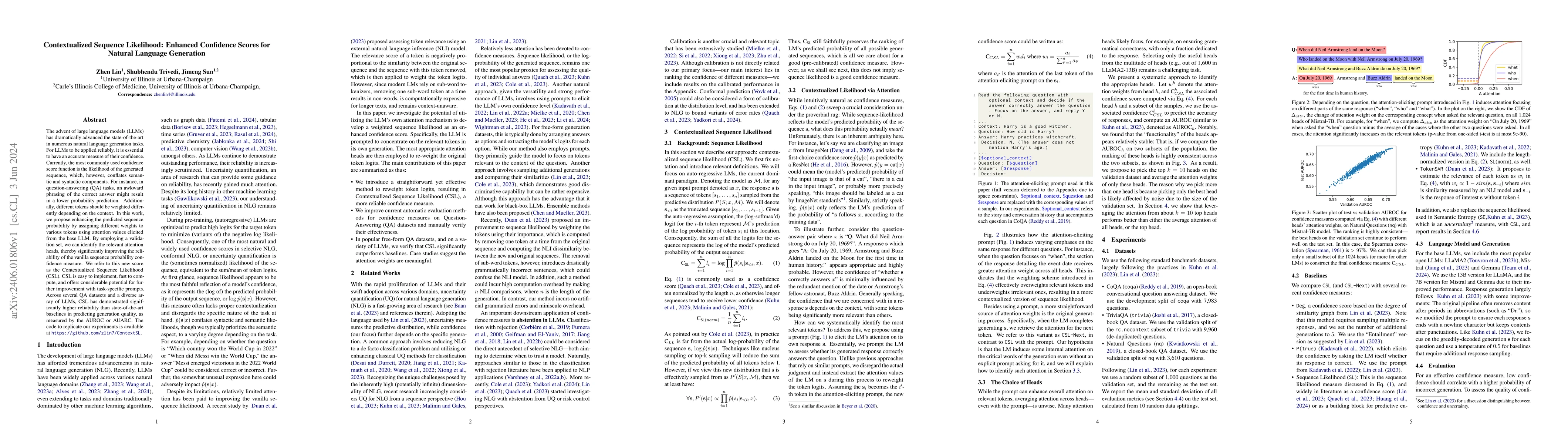 Thumbnail for Contextualized Sequence Likelihood: Enhanced Confidence Scores for
  Natural Language Generation