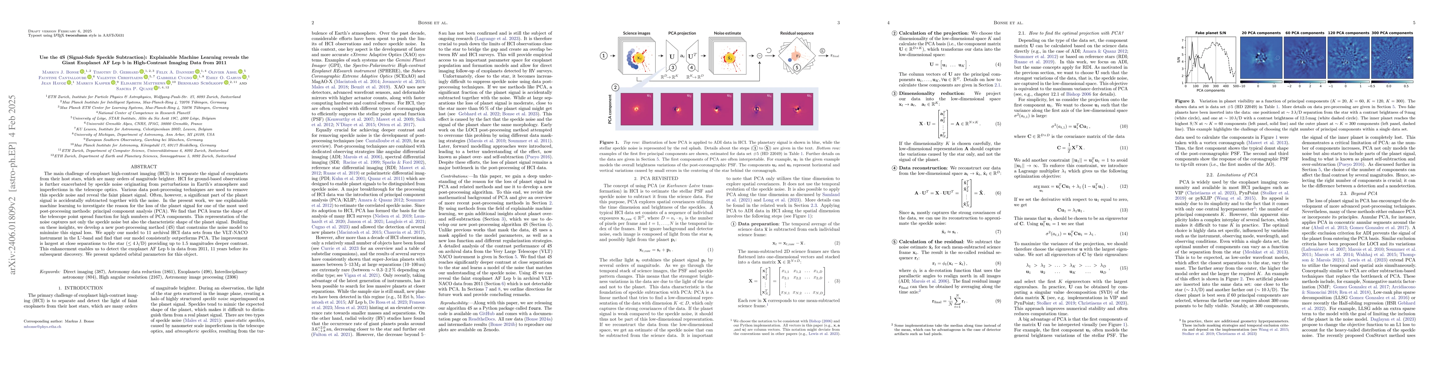 Thumbnail for Use the 4S (Signal-Safe Speckle Subtraction): Explainable Machine
  Learning reveals the Giant Exoplanet AF Lep b in High-Contrast Imaging Data
  from 2011