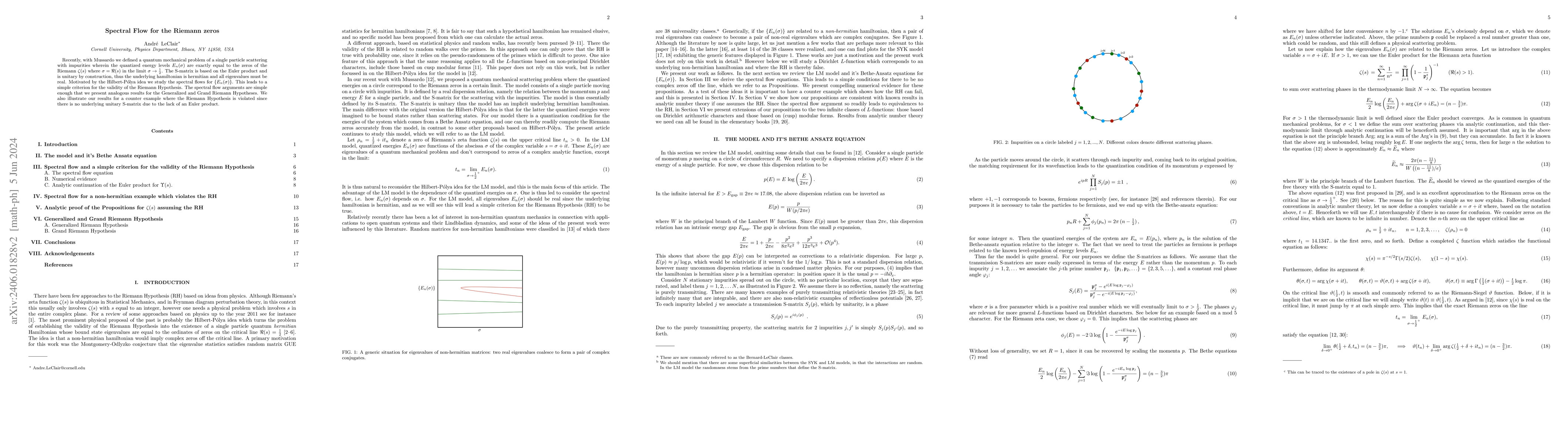 Thumbnail for Spectral Flow for the Riemann zeros