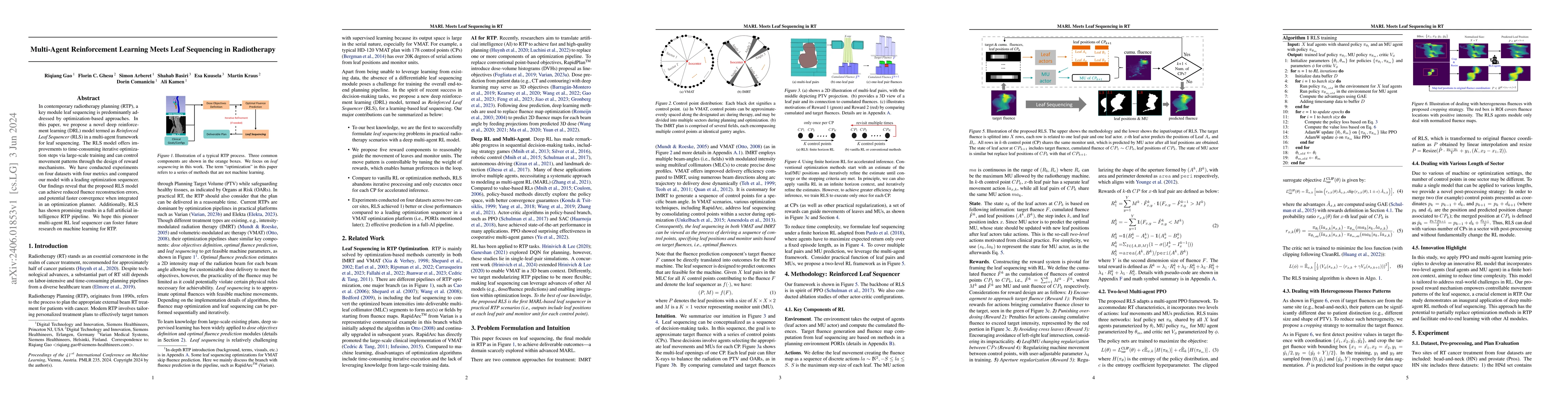 Thumbnail for Multi-Agent Reinforcement Learning Meets Leaf Sequencing in Radiotherapy