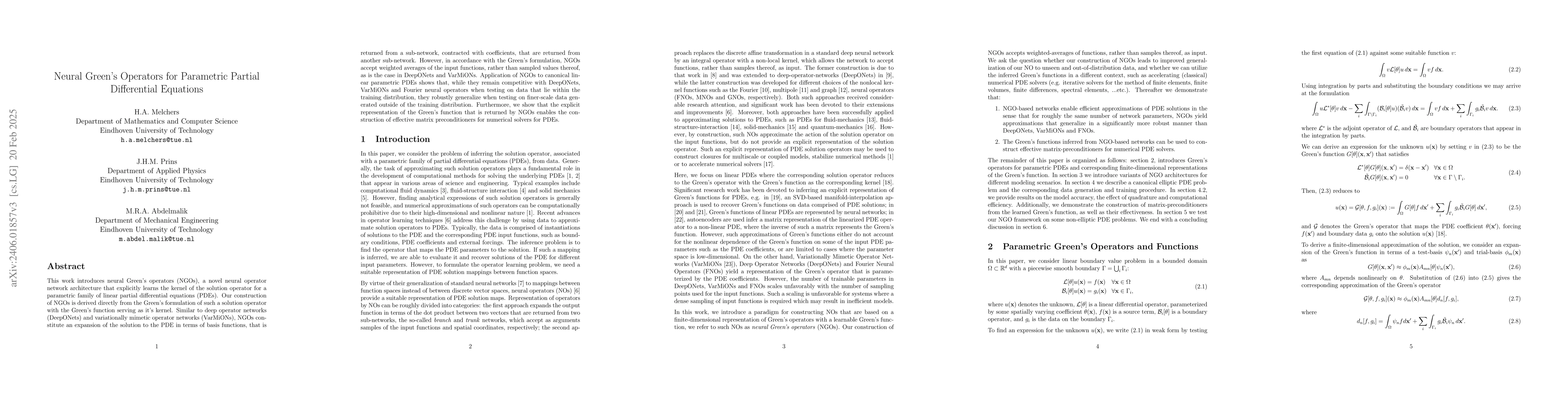 Thumbnail for Neural Green's Operators for Parametric Partial Differential Equations