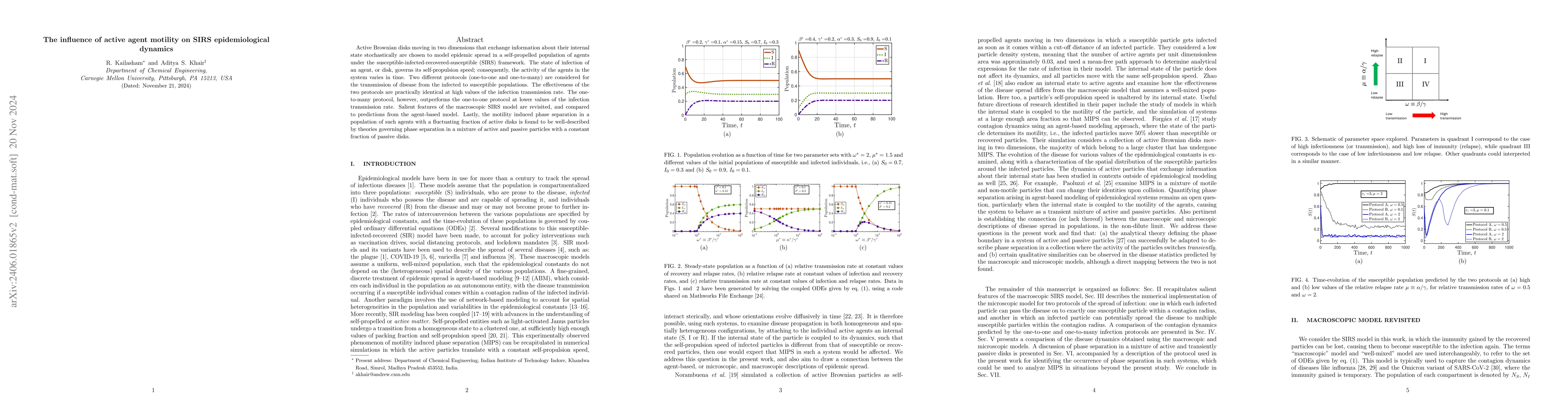 Thumbnail for The influence of active agent motility on SIRS epidemiological dynamics