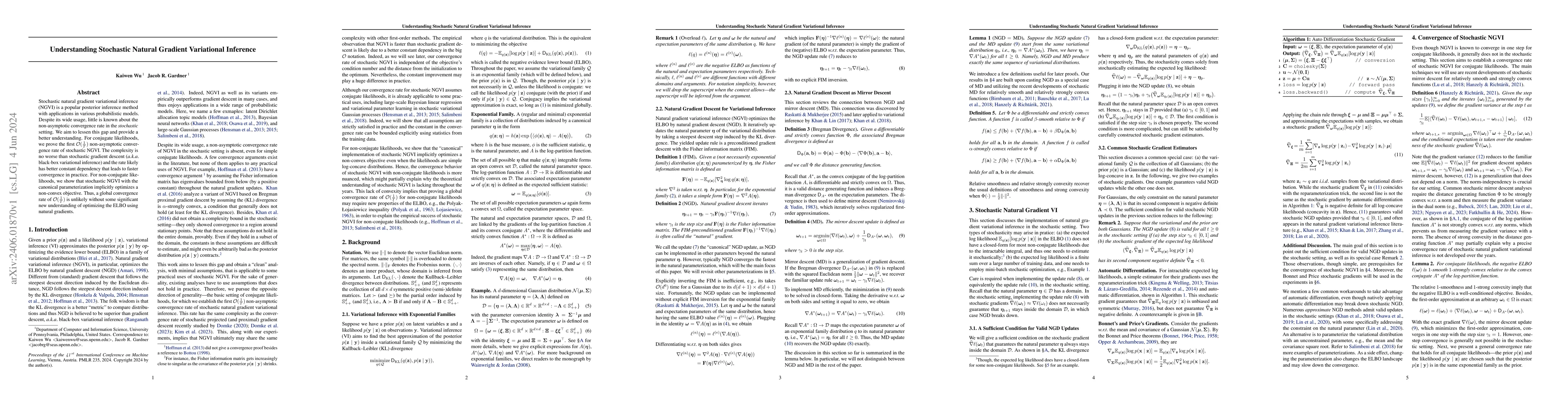 Thumbnail for Understanding Stochastic Natural Gradient Variational Inference