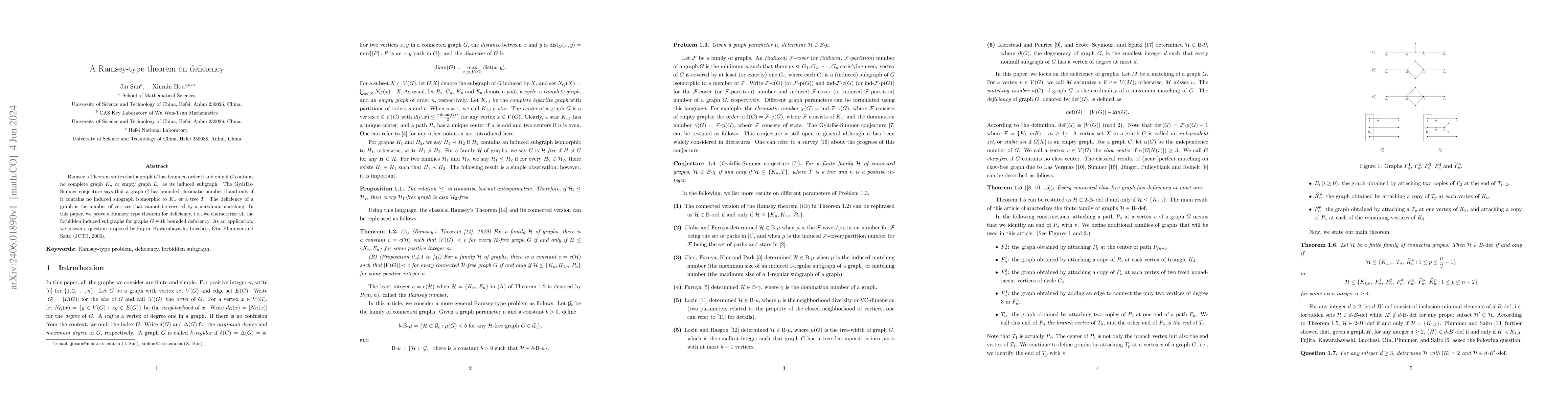 Thumbnail for A Ramsey-type theorem on deficiency