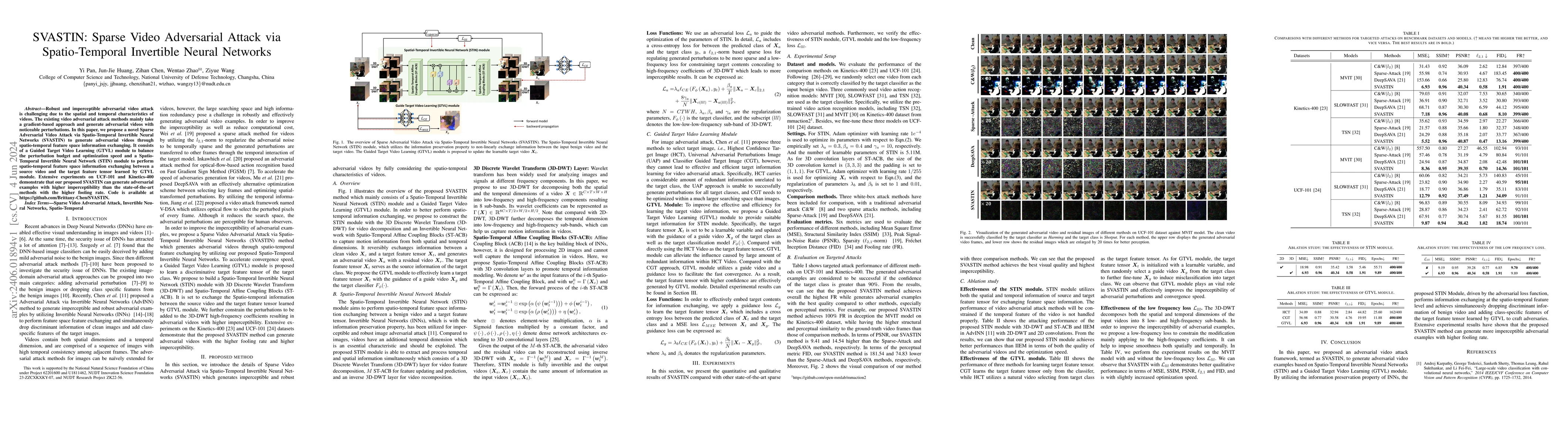 Thumbnail for SVASTIN: Sparse Video Adversarial Attack via Spatio-Temporal Invertible
  Neural Networks