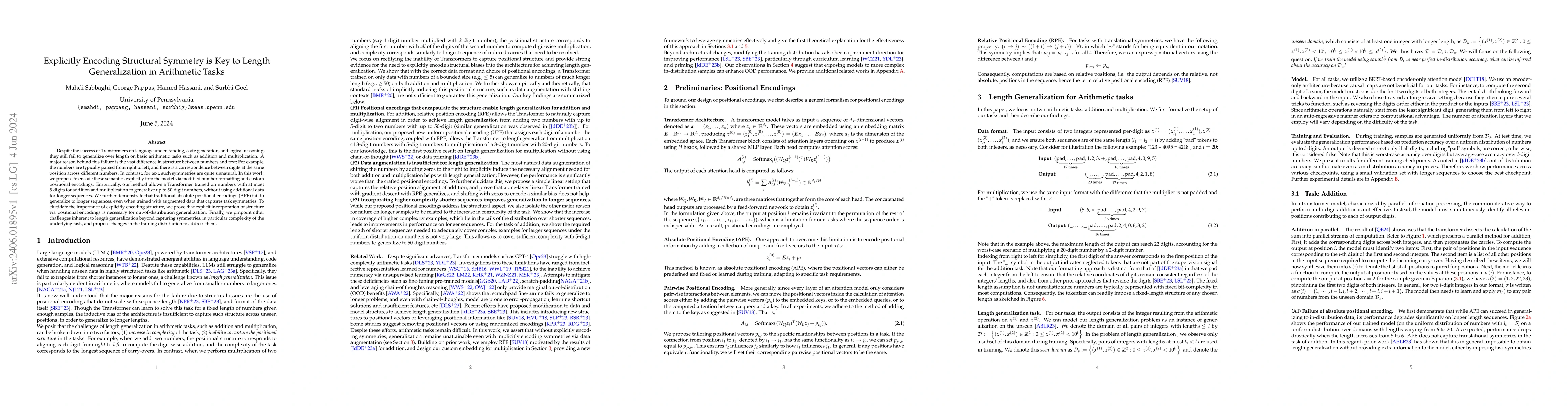 Thumbnail for Explicitly Encoding Structural Symmetry is Key to Length Generalization
  in Arithmetic Tasks