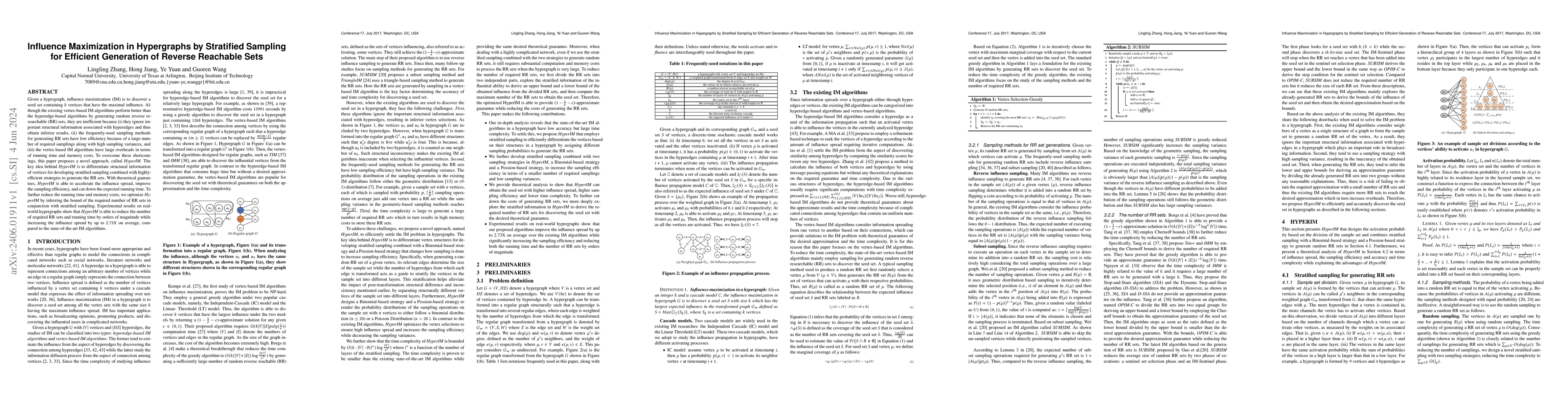 Thumbnail for Influence Maximization in Hypergraphs by Stratified Sampling for
  Efficient Generation of Reverse Reachable Sets