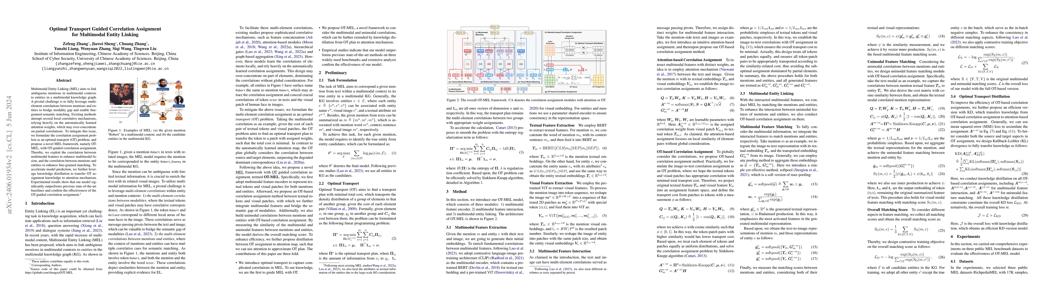 Thumbnail for Optimal Transport Guided Correlation Assignment for Multimodal Entity
  Linking