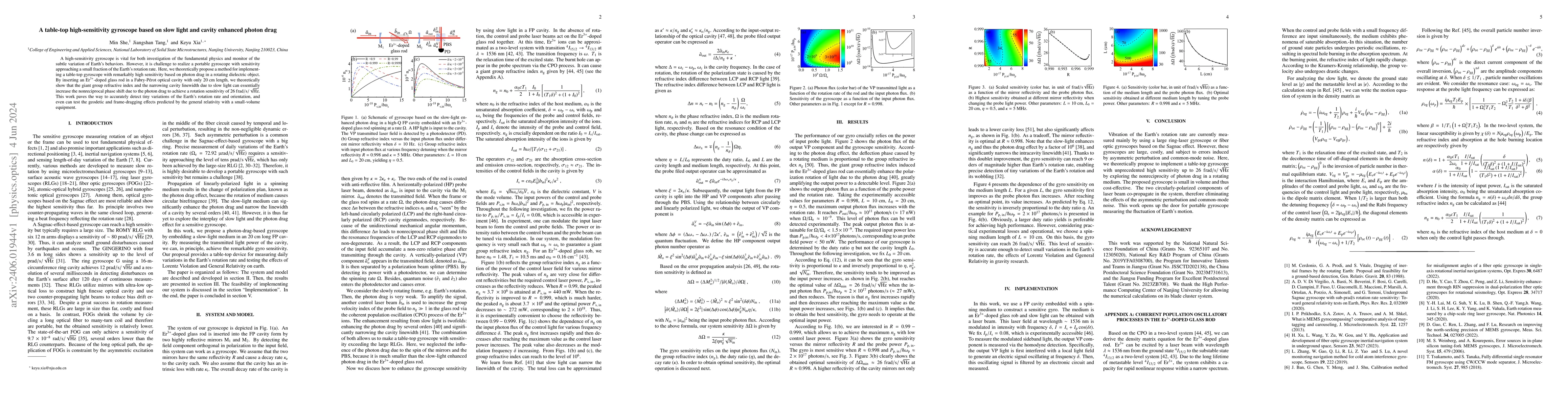 Thumbnail for A table-top high-sensitivity gyroscope based on slow light and cavity
  enhanced photon drag